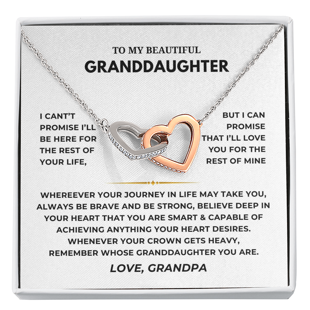 To My Beautiful Granddaughter Interlocking Hearts Necklace
