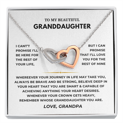 To My Beautiful Granddaughter Interlocking Hearts Necklace