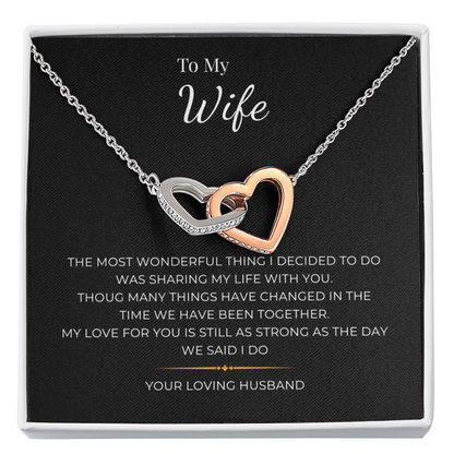 To My Wife Interlocking Hearts Necklace