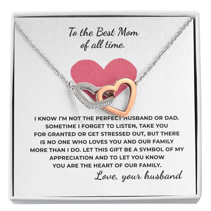 To The Best Mom of All Time Interlocking Hearts Necklace