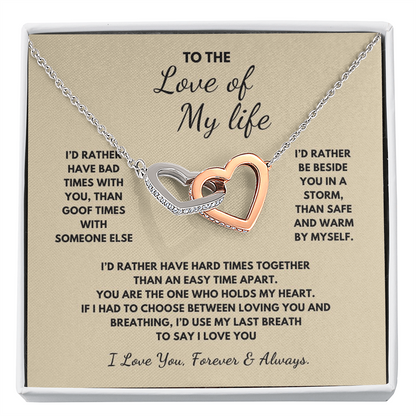To The Love of My Life  Interlocking Hearts Necklace