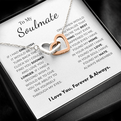To My Soulmate Interlocking Hearts Necklace