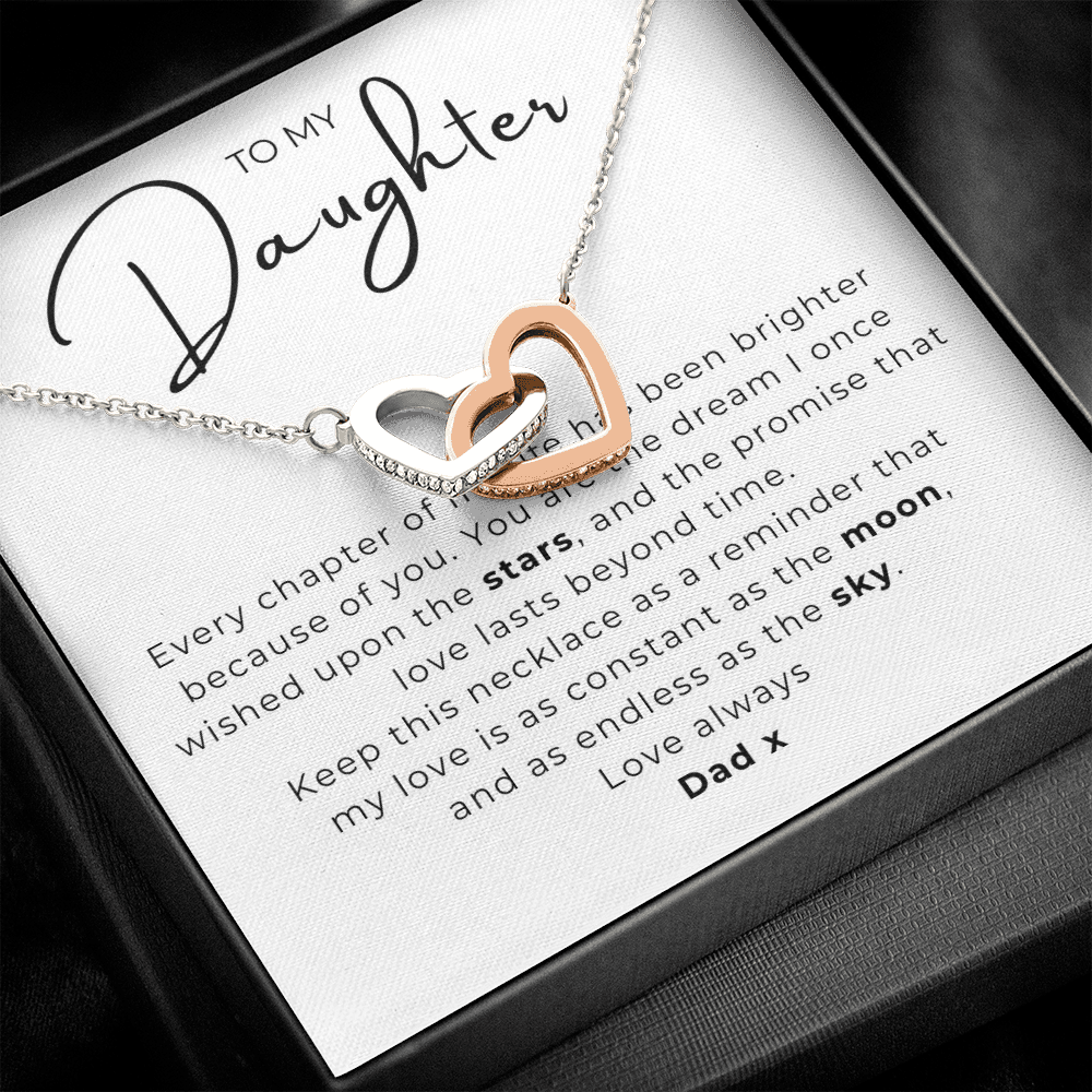 To My Daughter Interlocking Hearts Necklace