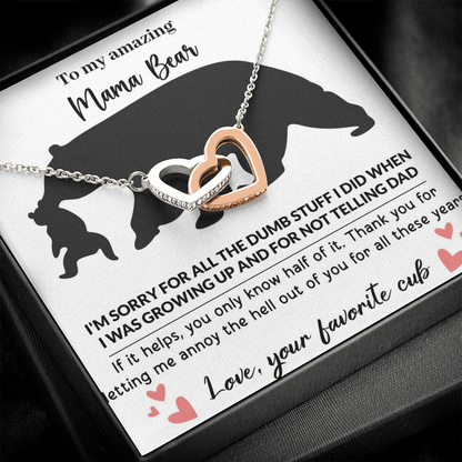 Mama Bear Interlocking Hearts Necklace