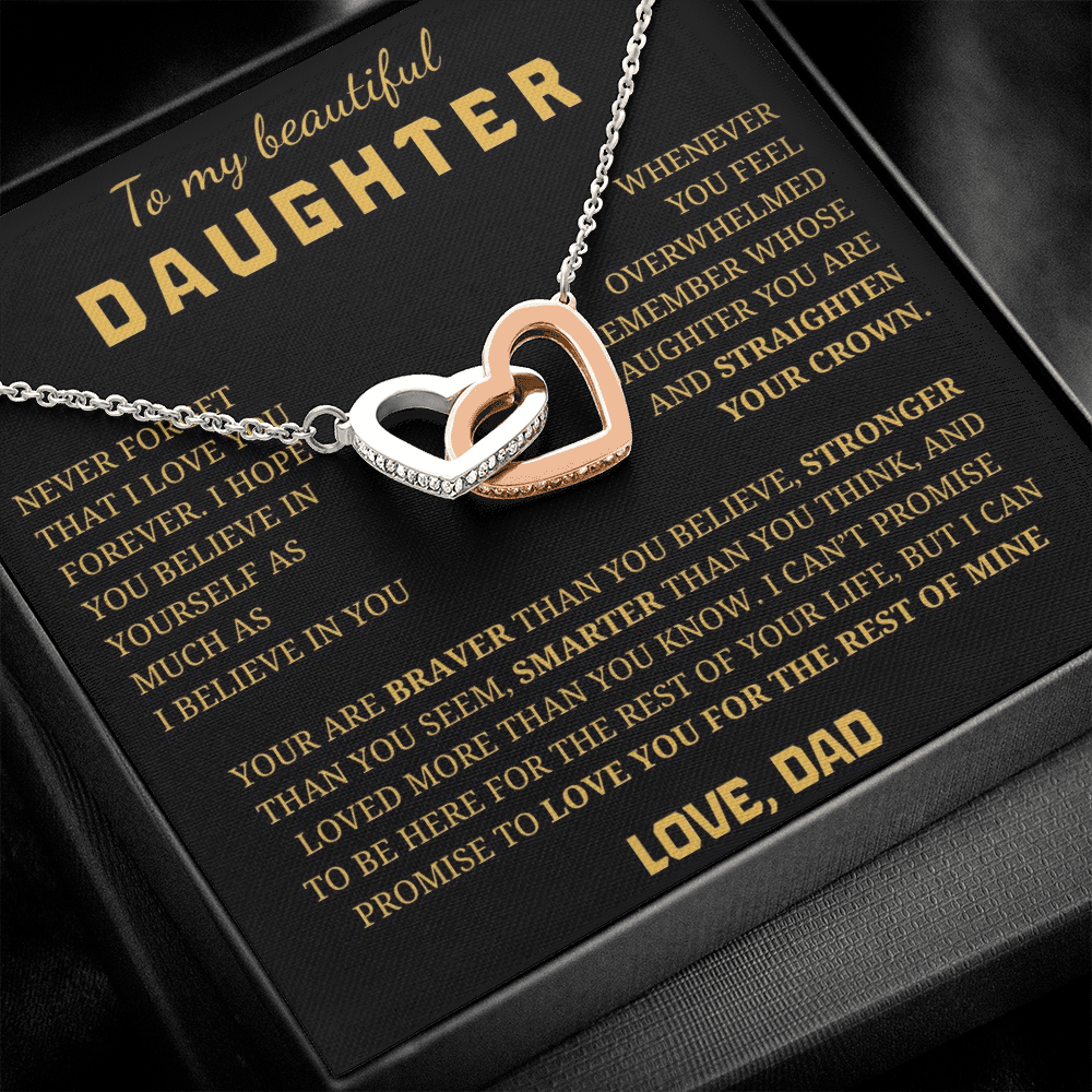To My Beautiful Daughter Interlocking Hearts Necklace