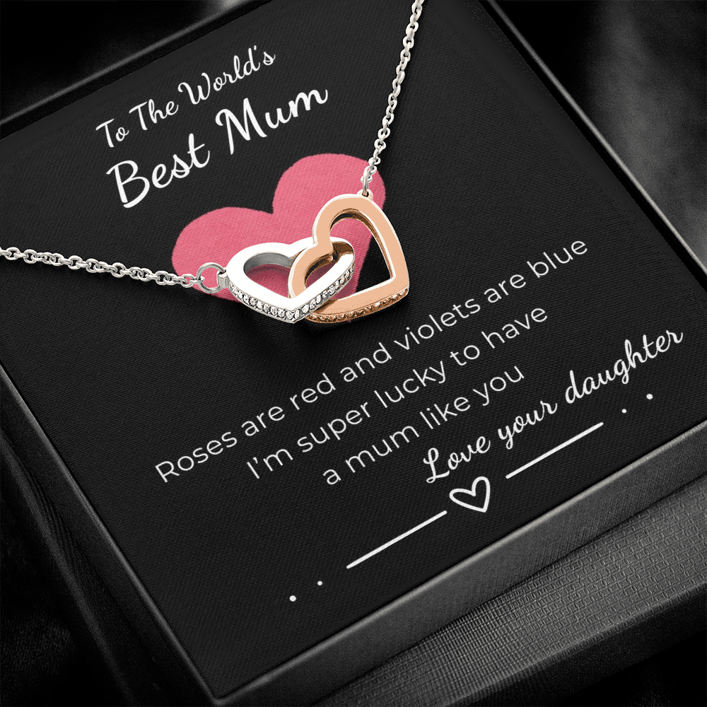 To The World's Best Mom Interlocking Hearts Necklace