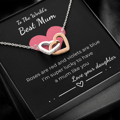 To The World's Best Mom Interlocking Hearts Necklace