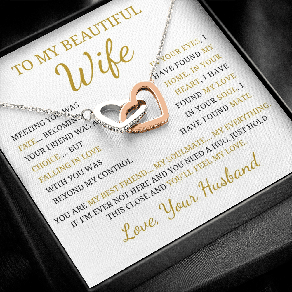 To My Beautiful Wife  Interlocking Hearts Necklace