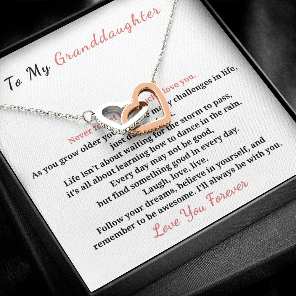 To My Granddaughter Interlocking Hearts Necklace