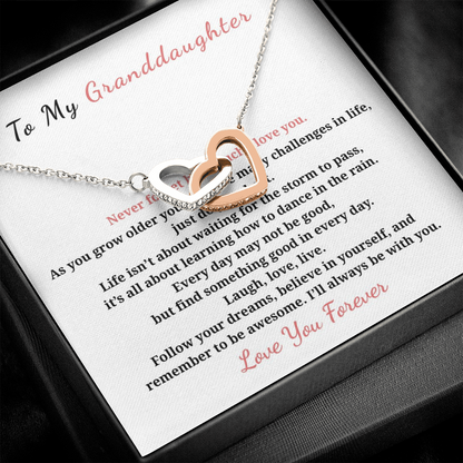 To My Granddaughter Interlocking Hearts Necklace