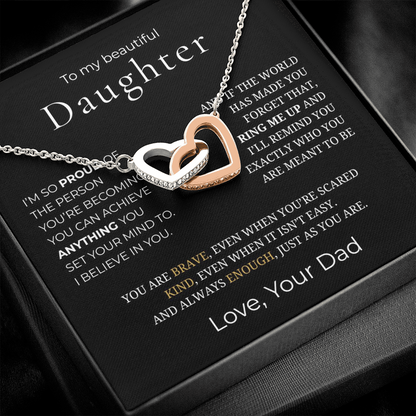 To My Daughter Interlocking Hearts Necklace