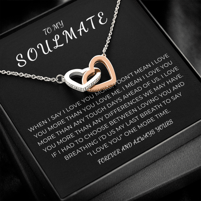 To My Soulmate Interlocking Hearts Necklace