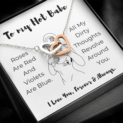 To My Hot Babe Interlocking Hearts Necklace