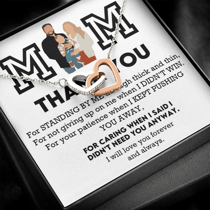 Mom Thank You Interlocking Hearts Necklace