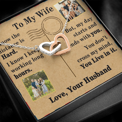 To My Wife Interlocking Hearts Necklace With 2 Photos