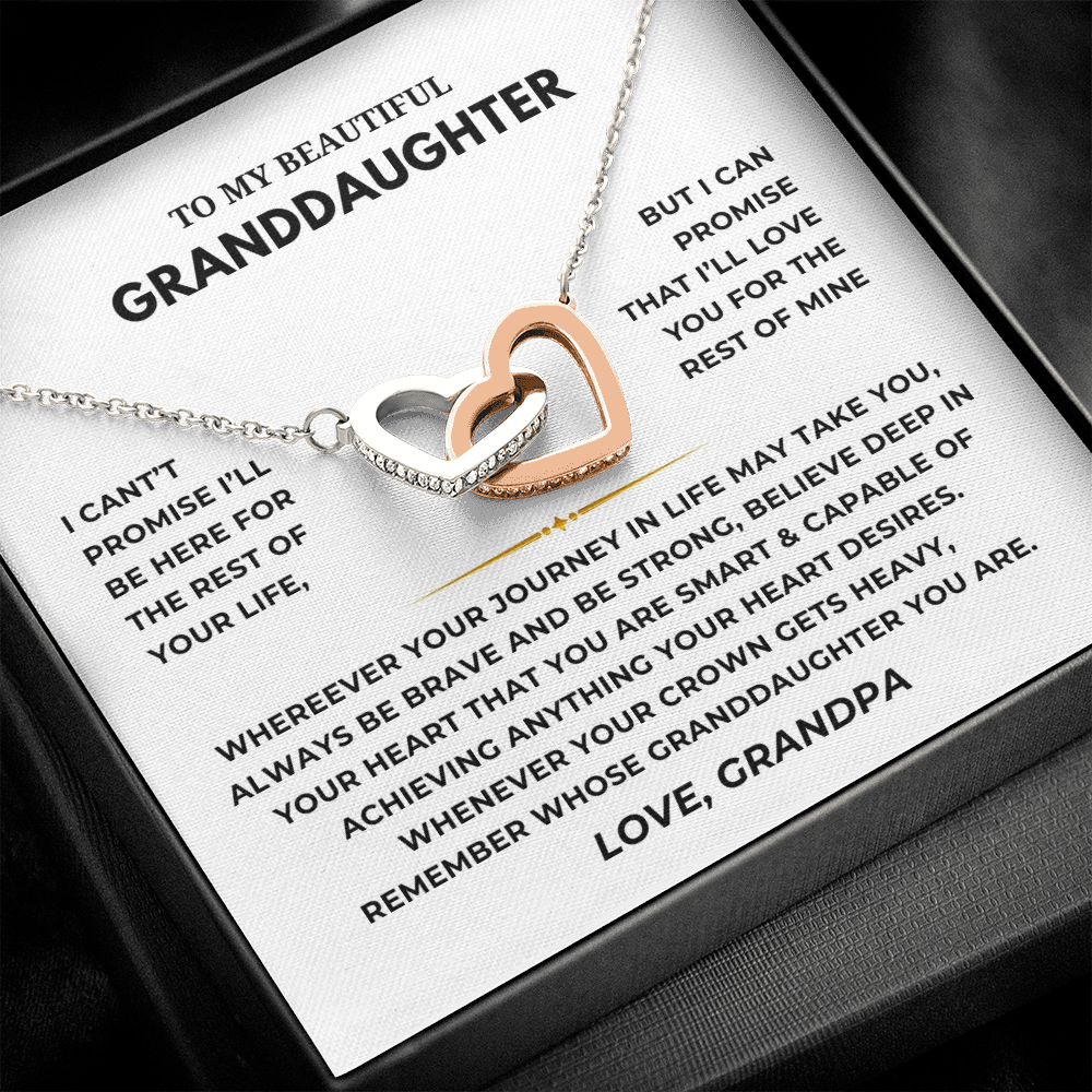 To My Beautiful Granddaughter Interlocking Hearts Necklace