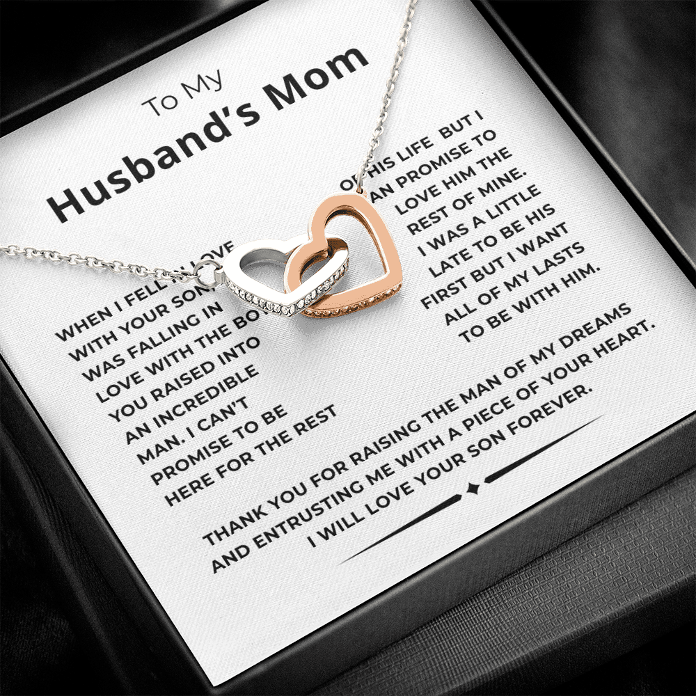 To My Husband's Mom Interlocking Hearts Necklace