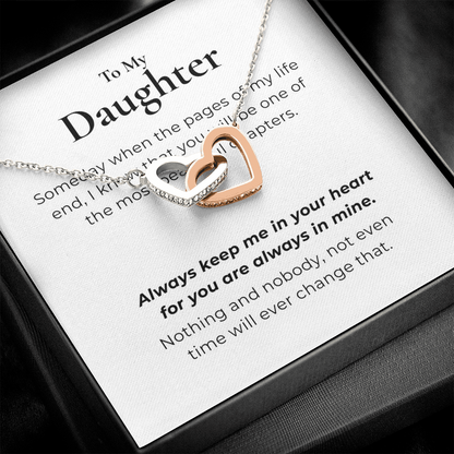To My Daughter Interlocking Hearts Necklace