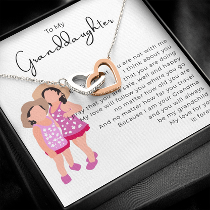 To My Granddaughter Interlocking Hearts Necklace