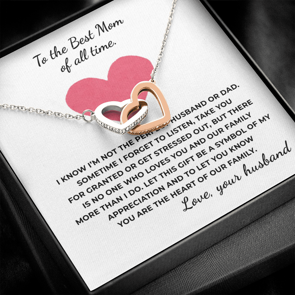 To The Best Mom of All Time Interlocking Hearts Necklace