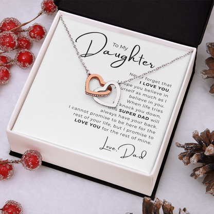 To My Daughter Interlocking Hearts Necklace