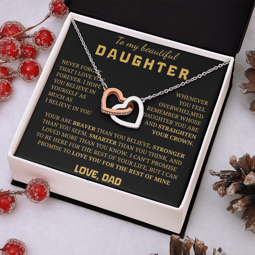 To My Beautiful Daughter Interlocking Hearts Necklace