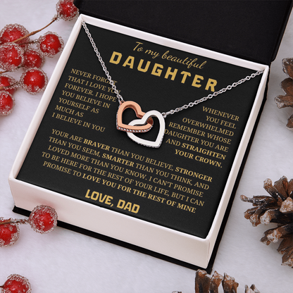 To My Beautiful Daughter Interlocking Hearts Necklace
