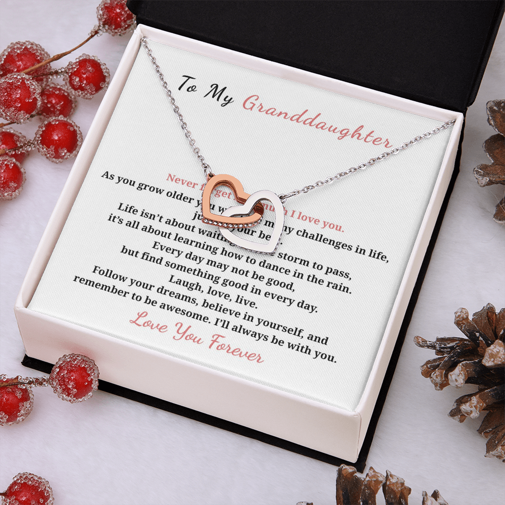 To My Granddaughter Interlocking Hearts Necklace