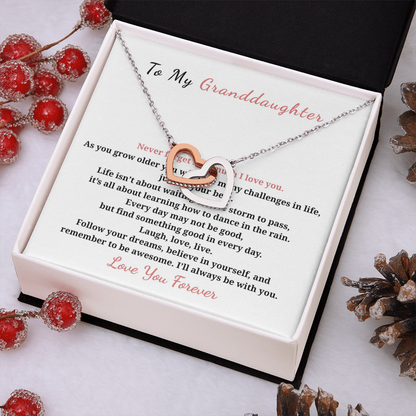 To My Granddaughter Interlocking Hearts Necklace