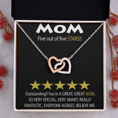 Mom 5 Stars Interlocking Hearts Necklace