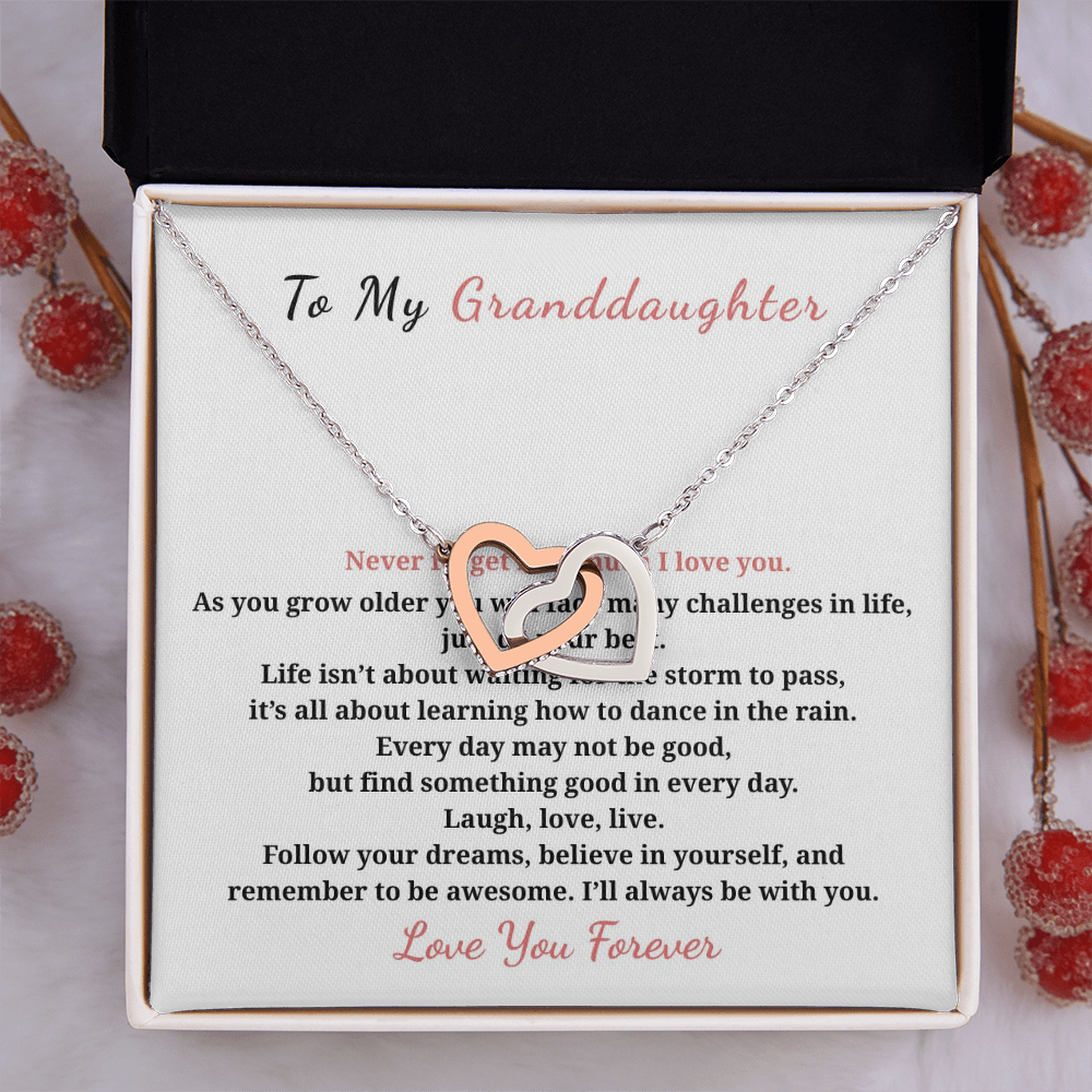 To My Granddaughter Interlocking Hearts Necklace