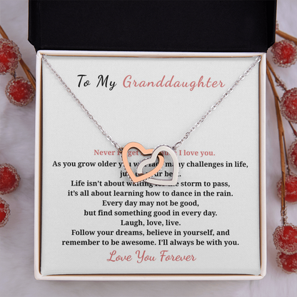To My Granddaughter Interlocking Hearts Necklace