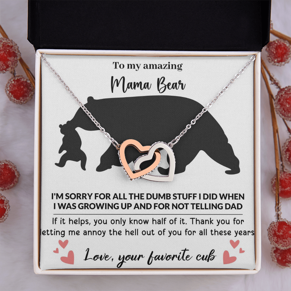 Mama Bear Interlocking Hearts Necklace