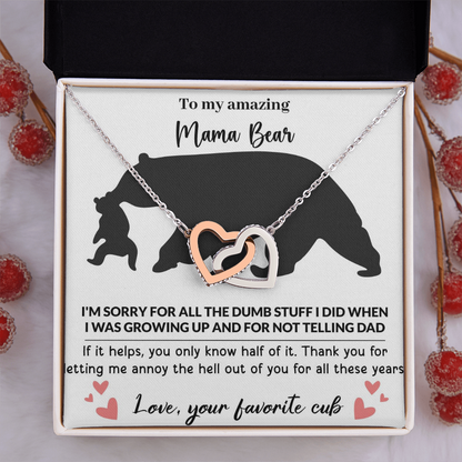 Mama Bear Interlocking Hearts Necklace