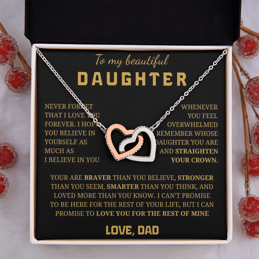 To My Beautiful Daughter Interlocking Hearts Necklace