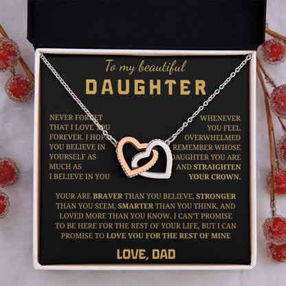 To My Beautiful Daughter Interlocking Hearts Necklace