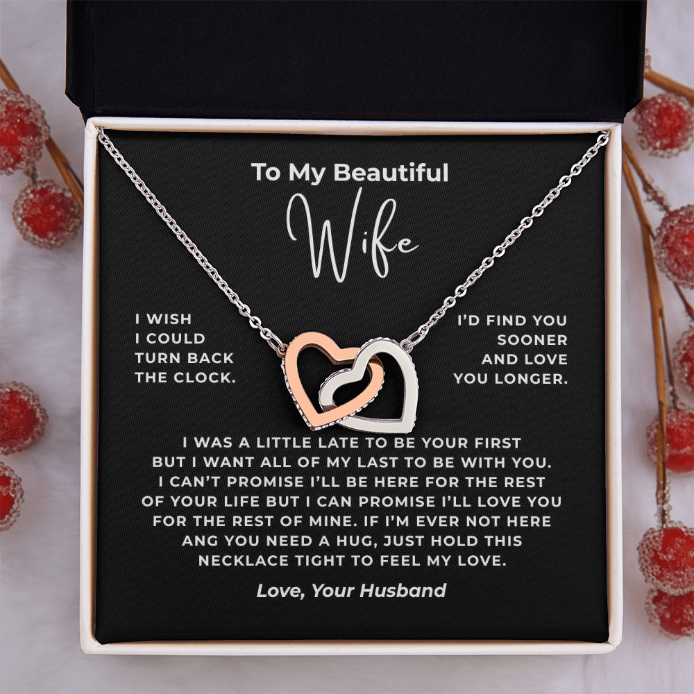 To My Beautiful Wife Interlocking Hearts Necklace