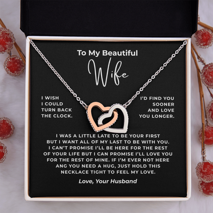 To My Beautiful Wife Interlocking Hearts Necklace