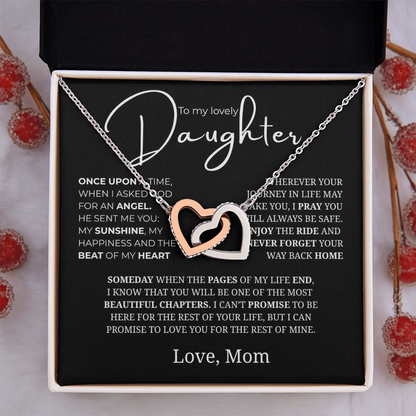 To My Lovely Daughter Interlocking Hearts Necklace