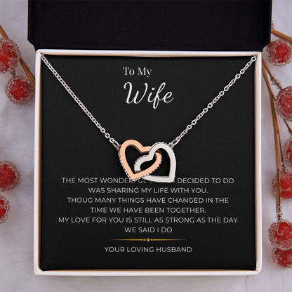 To My Wife Interlocking Hearts Necklace