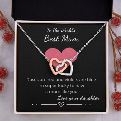 To The World's Best Mom Interlocking Hearts Necklace