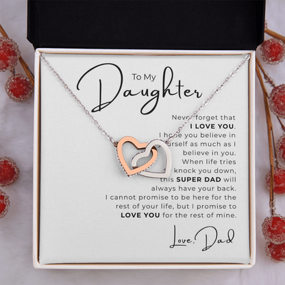 To My Daughter Interlocking Hearts Necklace
