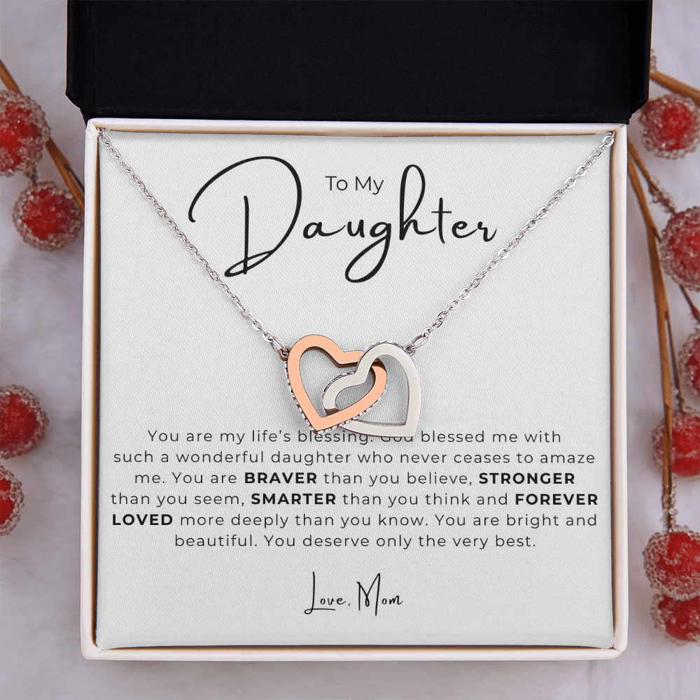 To My Daughter Interlocking Hearts Necklace