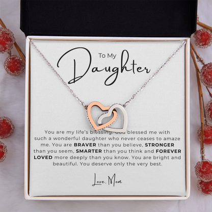 To My Daughter Interlocking Hearts Necklace