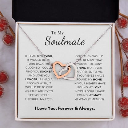 To My Soulmate Interlocking Hearts Necklace