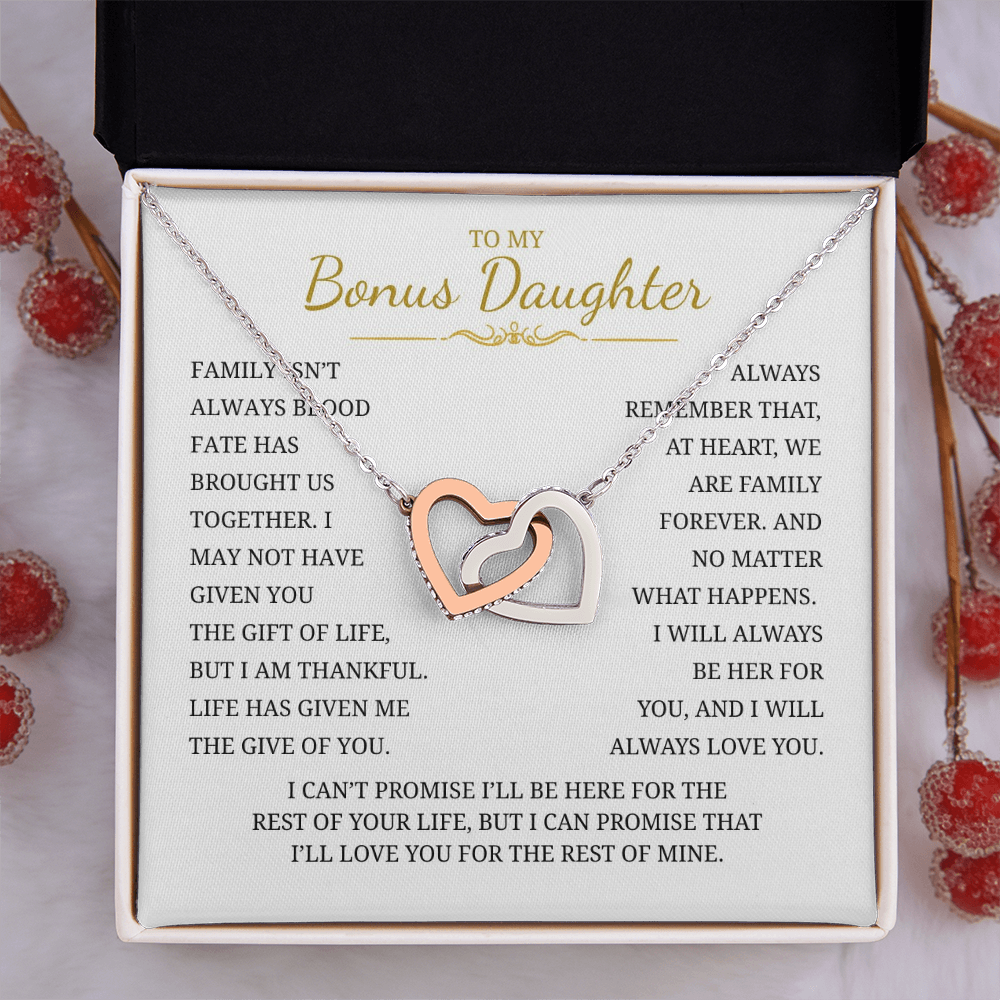 To My Bonus Daughter Interlocking Hearts Necklace