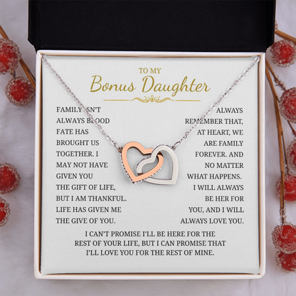 To My Bonus Daughter Interlocking Hearts Necklace