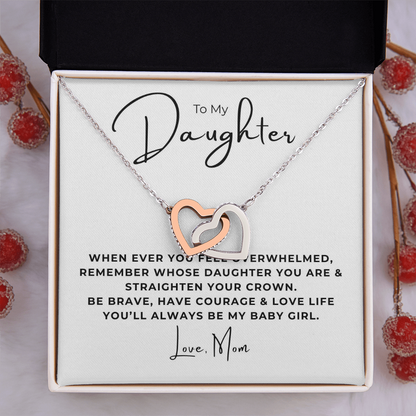 To My Daughter Interlocking Hearts Necklace