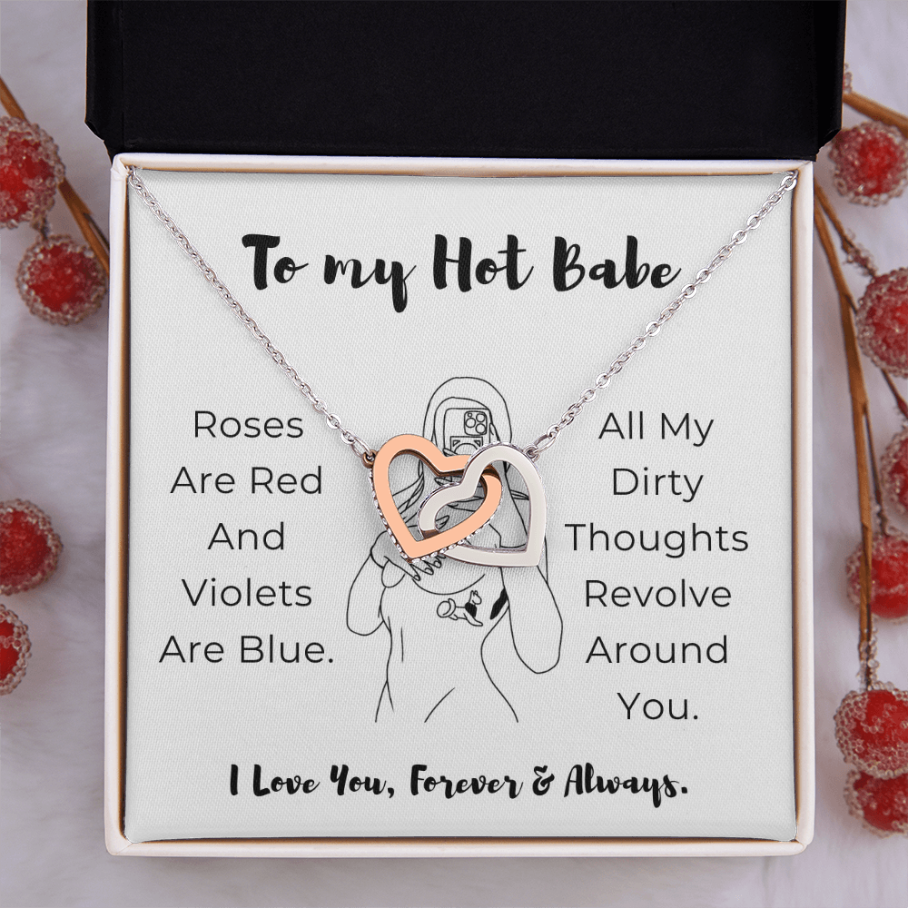 To My Hot Babe Interlocking Hearts Necklace
