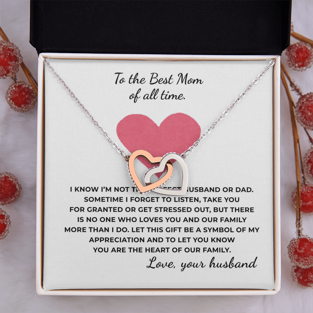 To The Best Mom of All Time Interlocking Hearts Necklace